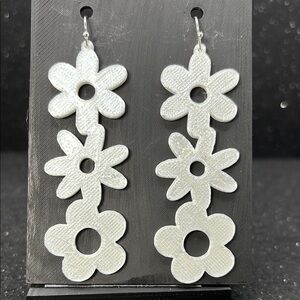 White Floral Earrings